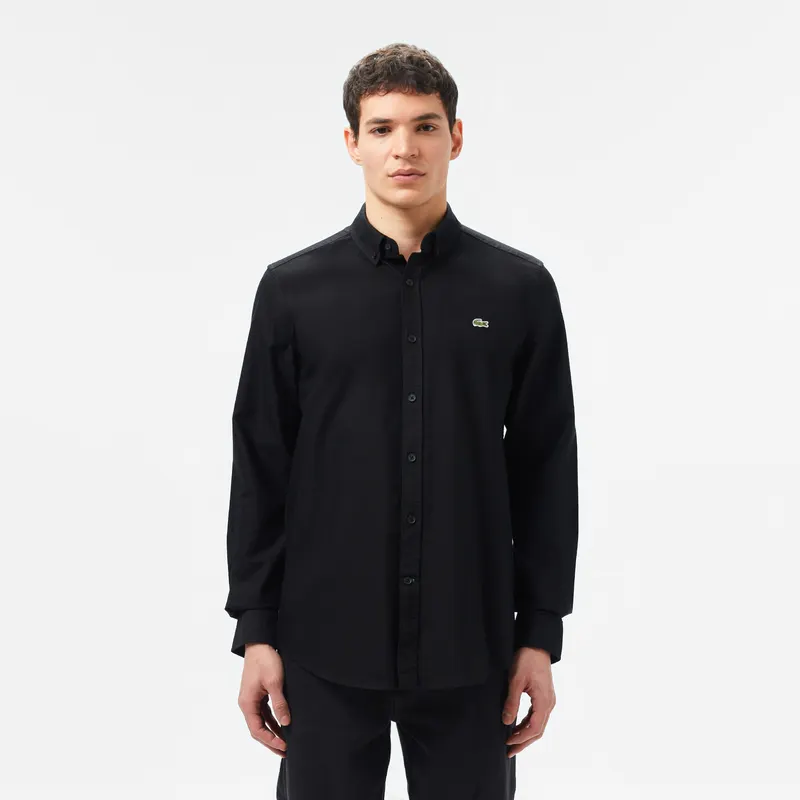 Lacoste Męska Koszula Z Długim Rękawem Czarna Czarny