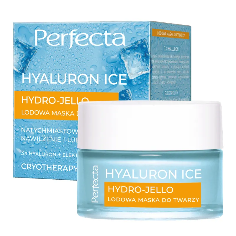 Perfecta Hyaluron Ice Lodowa maska do twarzy 3x Hyaluron + Elektrolity, natychmiastowe lodowe nawilżenie i ujędrnienie cery