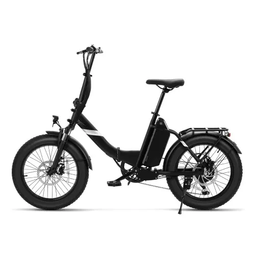 Touroll S3 Rower elektryczny z niską ramą i grubymi oponami, składana rama, opony 20" x 3,0", akumulator 36 V 13 Ah - Czarny