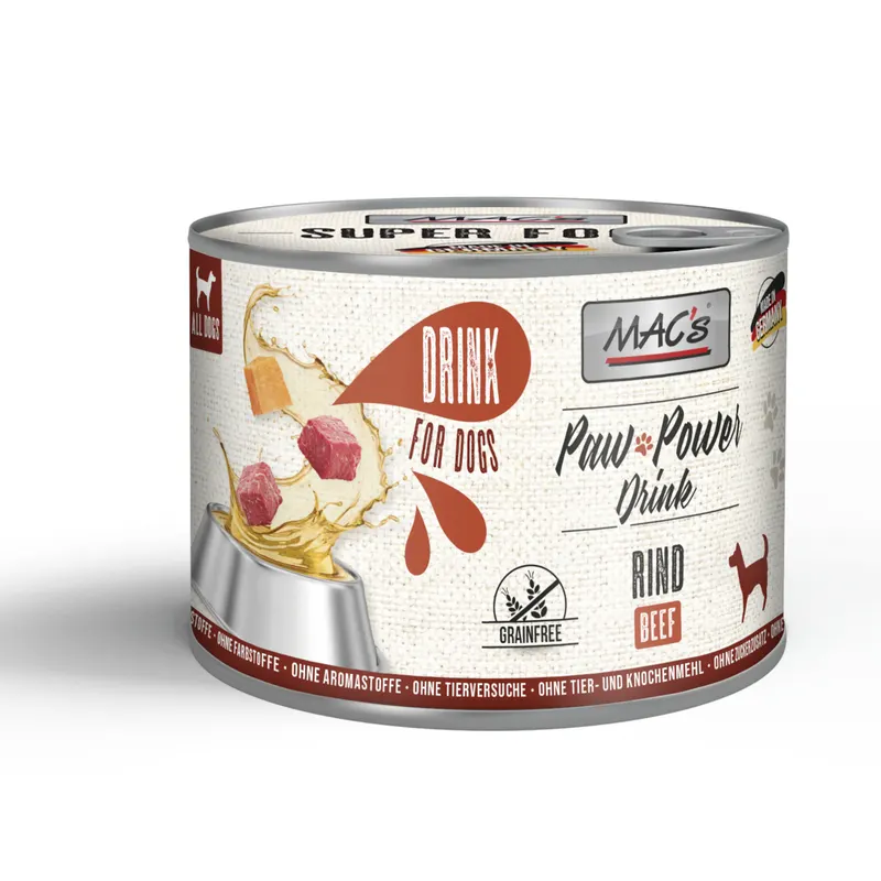Korzystny pakiet MAC's Dog Paw Power Drink, 12 x 185 g - Wołowina