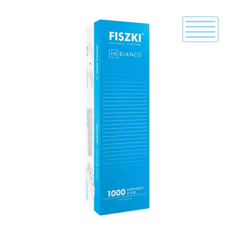 Czyste FISZKI in blanco - 1000 sztuk - białe kartoniki w linię