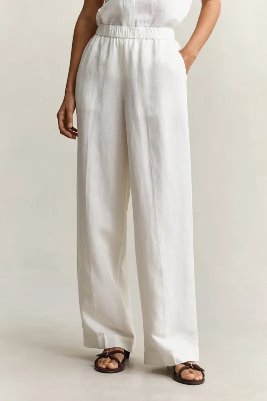 Gant Spodnie Damskie Relaxed Fit Białe