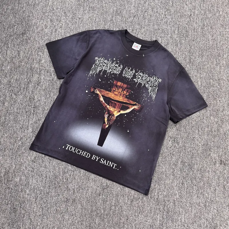 Yao Fashion 26SS 5th Drop Vintage Streetwear MX6 Print Tee Figure Cross Pattern Washed Loose Oversize Y2k T Shirt for Men Tops