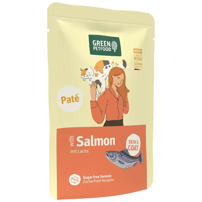 Green Petfood Adult Paté, 8 x 85 g - Łosoś - Skin & Coat