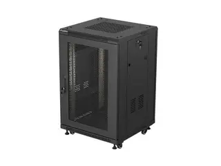Lanberg Szafa instalacyjna rack stojąca 19 cali 18U 600x800 drzwi perforowane (Flat pack) czarna