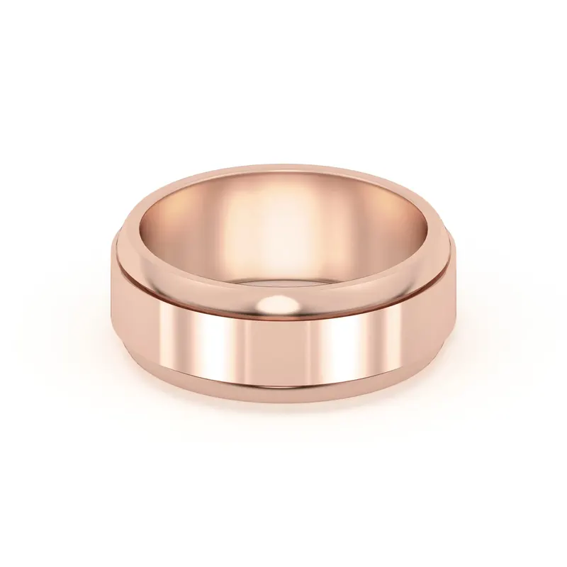 Raised Edge Channel High Polish Obrączka Ślubna 585 Różowe Złoto (14K) 7 MM