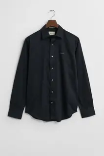Gant Satynowa Koszula Męska Regular Fit Czarna