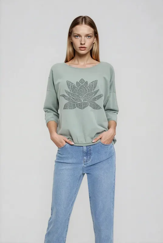 Bluza z bawełny oliwkowa