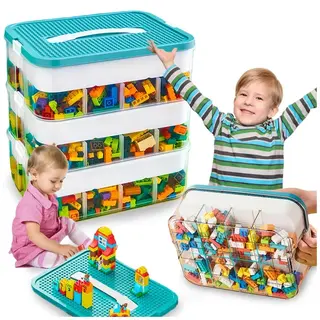 POJEMNIK NA KLOCKI LEGO ZABAWKI ORGANIZER 3-PIĘTROWY Z PRZEGRÓDKAMI 18 L