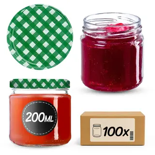 Słoiki na przetwory Lerma 200ml 100szt fi 66 mm + wieczka "Zielona krata"