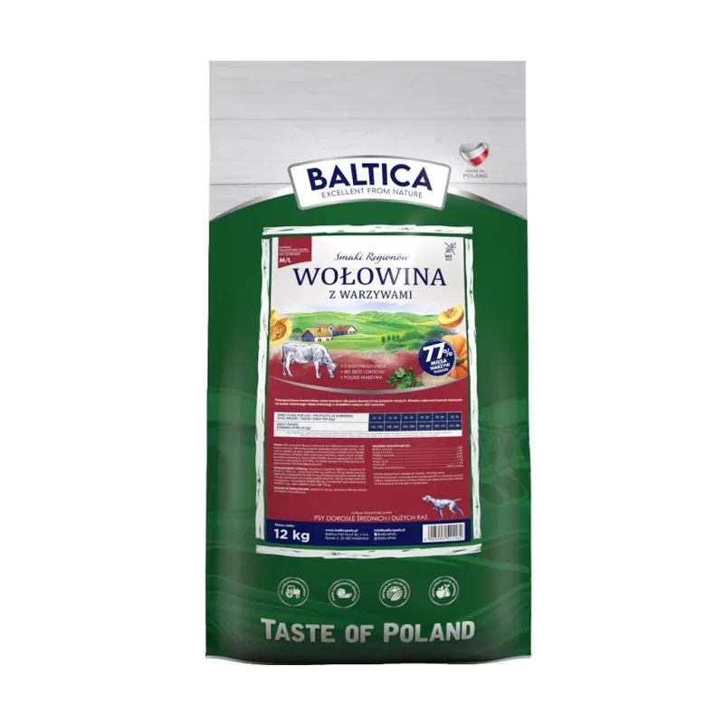 BALTICA Smaki regionów Wołowina z warzywami M/L - sucha karma dla psa - 12kg