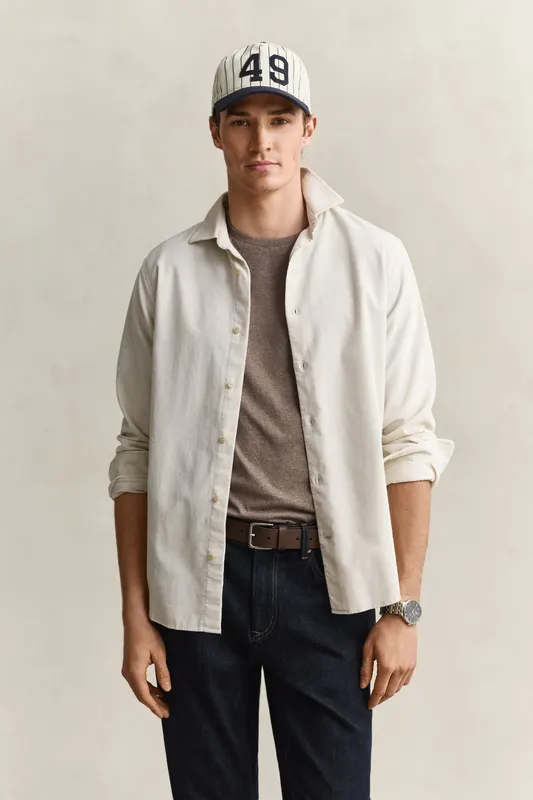 Gant Koszula Męska Regular Fit Beżowa