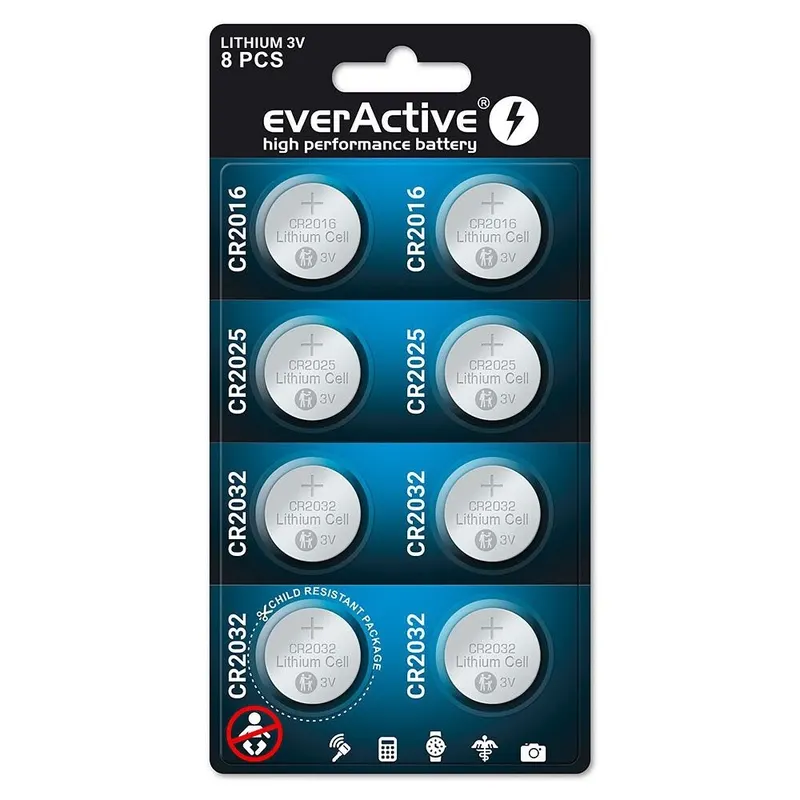 everActive Baterie litowe zestaw 8 szt. CRMIX 4x CR2032, 2x CR2025, 2x CR2016