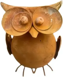 FIGURKA OGRODOWA 10X12X8CM SOWA METALOWA DEKORACJA ODPORNA RDZA PREZENT