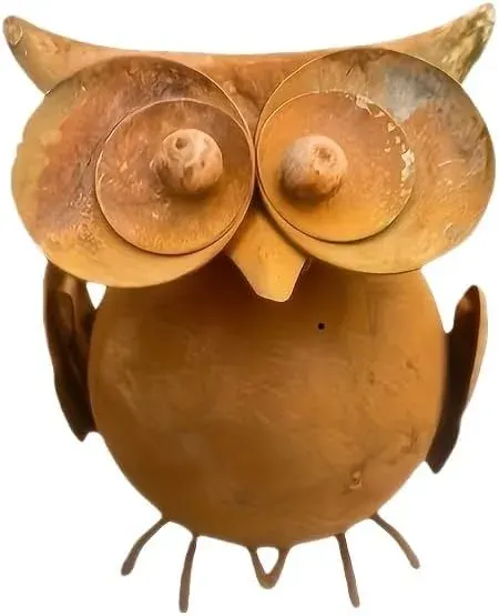 FIGURKA OGRODOWA 10X12X8CM SOWA METALOWA DEKORACJA ODPORNA RDZA PREZENT