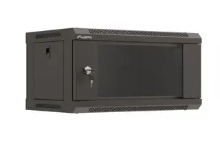 Lanberg Szafa instalacyjna rack wisząca 19" 4U 540x350 czarna drzwi przeszklone ( flat pack)