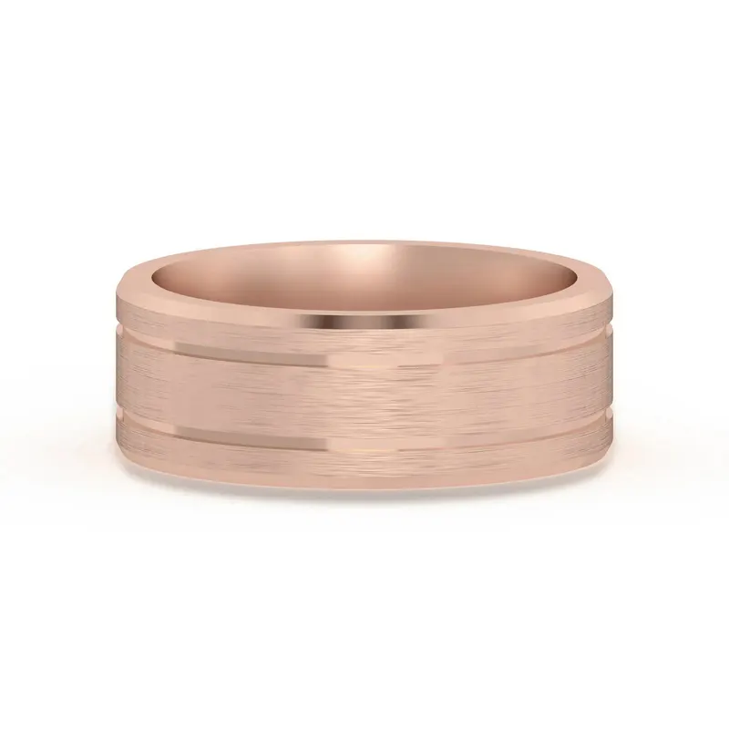 Klasyczna Double Channel Satenowa Finish Obrączka Ślubna 7 MM 585 Różowe Złoto (14K)