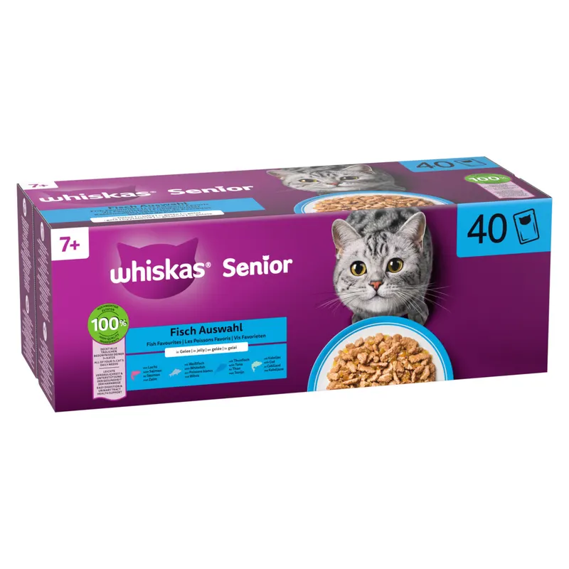 Whiskas 7+ Senior w saszetkach, 40 x 85 g - Ryba w galarecie (4 smaki)