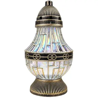 Znicz Gocia Classic lampion szklany złoto-czarny tęczowe szkło 34 cm 1 szt.