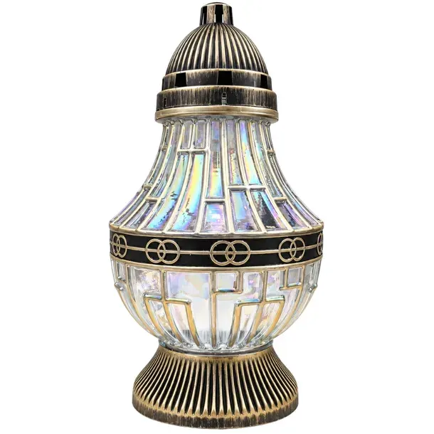 Znicz Gocia Classic lampion szklany złoto-czarny tęczowe szkło 34 cm 1 szt.