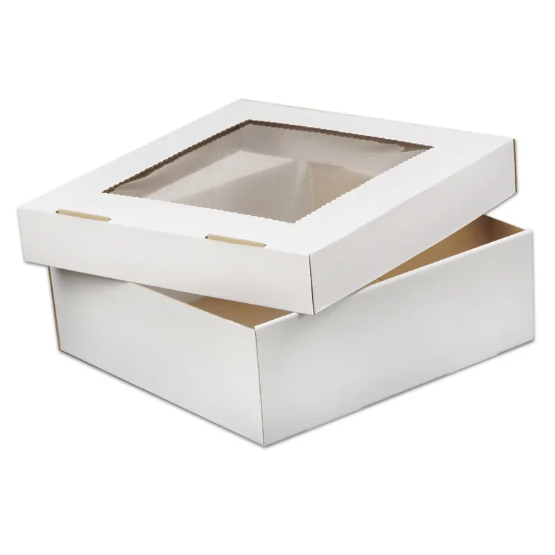 40x Pudełko karton z okienkiem na muffiny pączki 30x30x10 cm białe