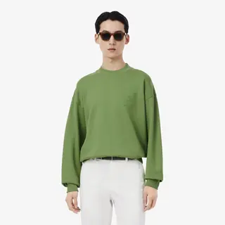 Lacoste Bluza Męska Z Okrągłym Dekoltem Loose Fit Zielona Zielony