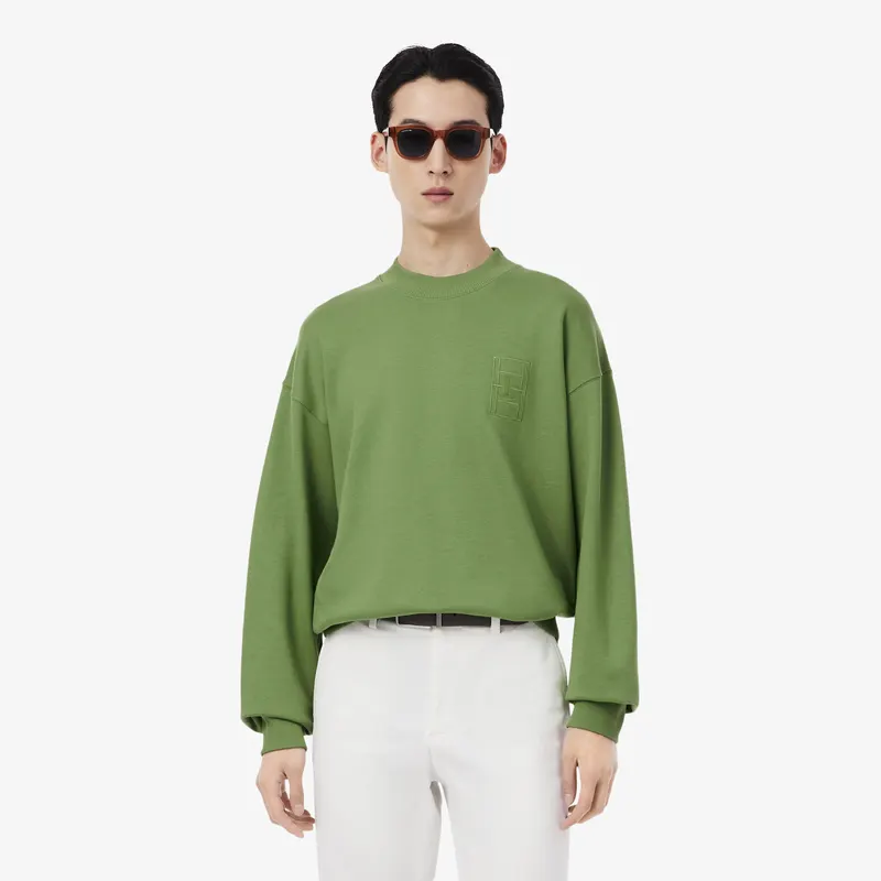 Lacoste Bluza Męska Z Okrągłym Dekoltem Loose Fit Zielona Zielony