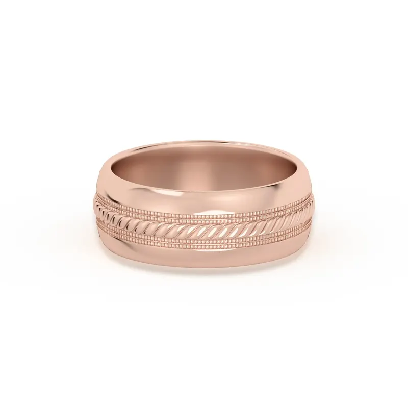 Single Rope Obrączka Ślubna 585 Różowe Złoto (14K) 7 MM