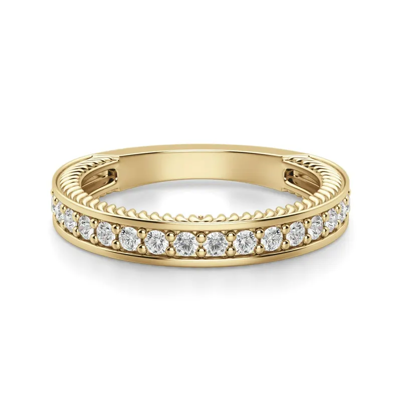 Obrączka Ślubna Sage Accented Laboratoryjny Diament 585 Żółte Złoto (14K)